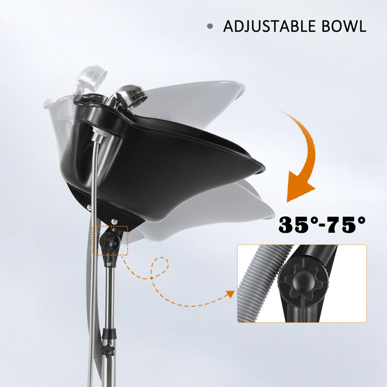 Adjustable Black Stainless Steel Portable Salon Sink with Single Handle Faucet