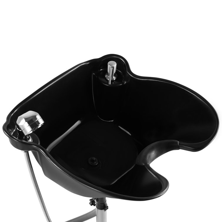 Adjustable Black Stainless Steel Portable Salon Sink with Single Handle Faucet