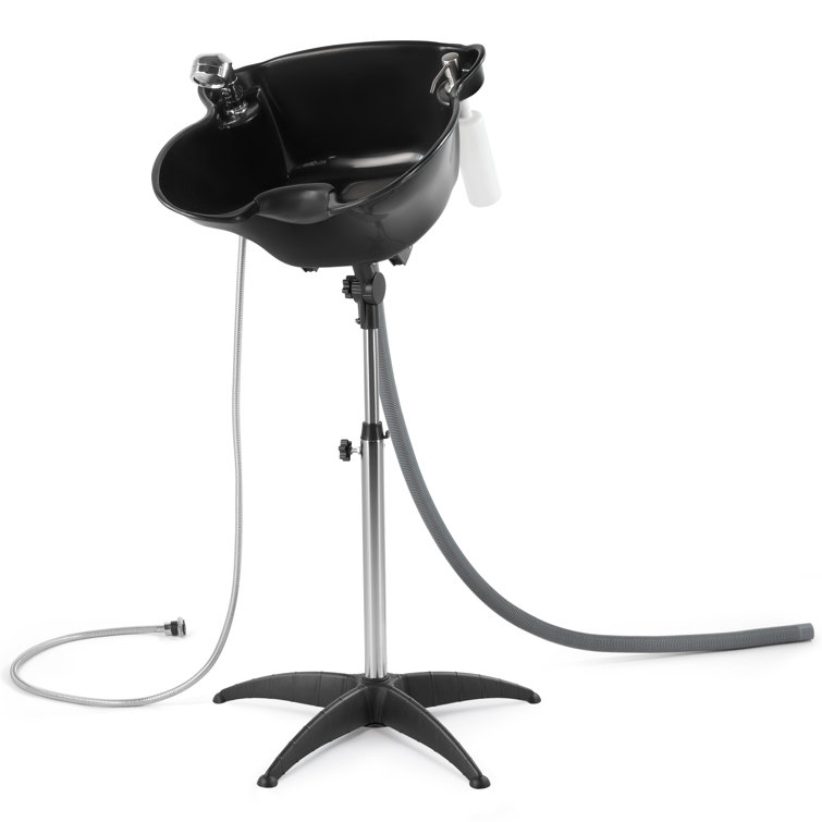 Adjustable Black Stainless Steel Portable Salon Sink with Single Handle Faucet