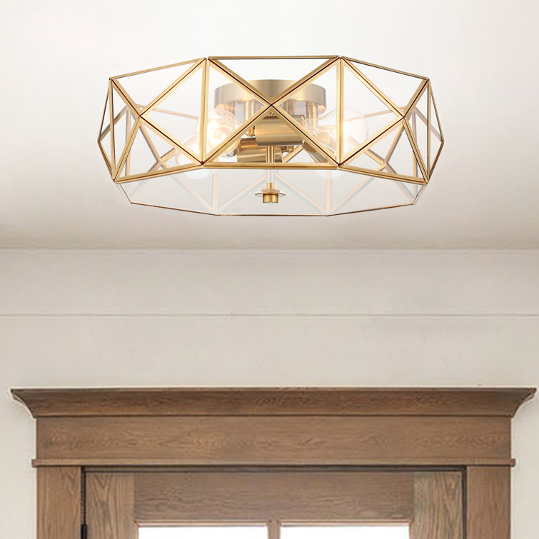 Brass Dust Geometric LED Vanity Flush Mount Light 16.93"