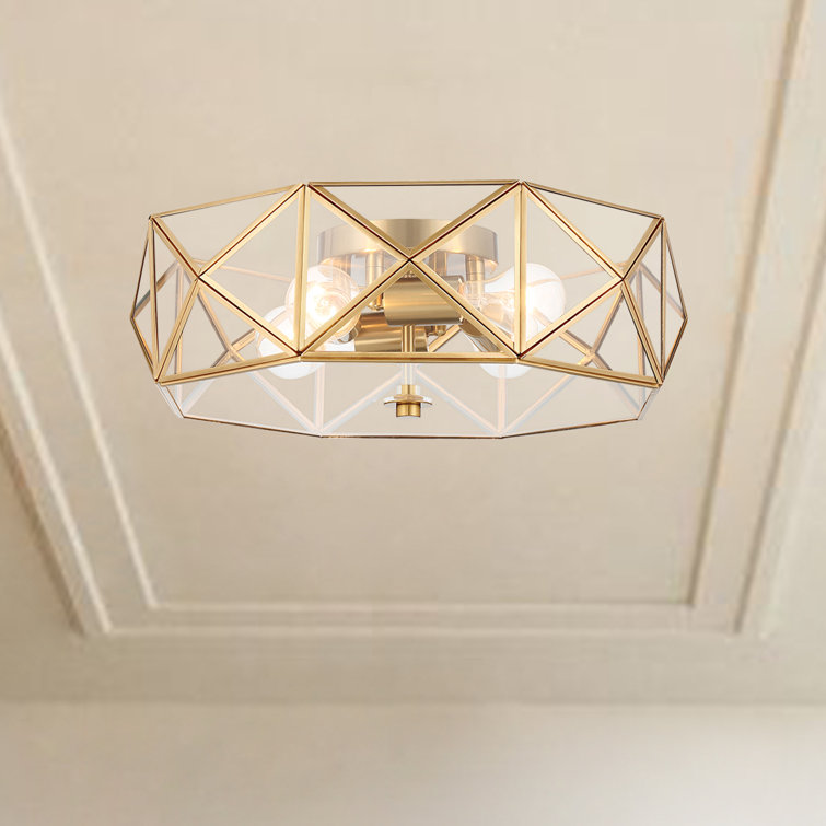 Brass Dust Geometric LED Vanity Flush Mount Light 16.93"