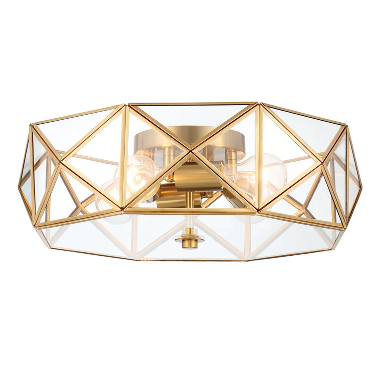 Brass Dust Geometric LED Vanity Flush Mount Light 16.93"