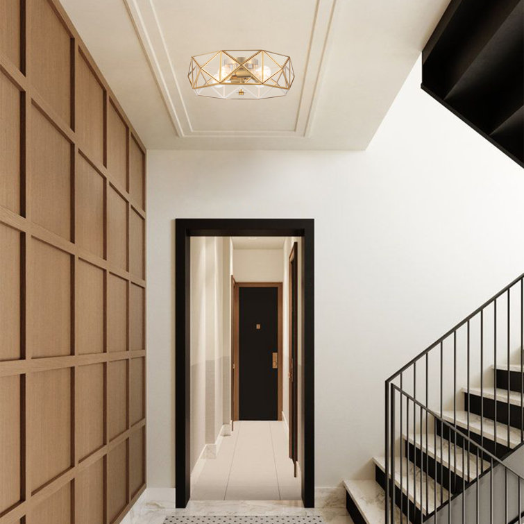 Brass Dust Geometric LED Vanity Flush Mount Light 16.93"