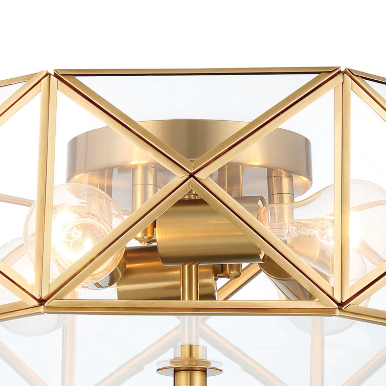Brass Dust Geometric LED Vanity Flush Mount Light 16.93"