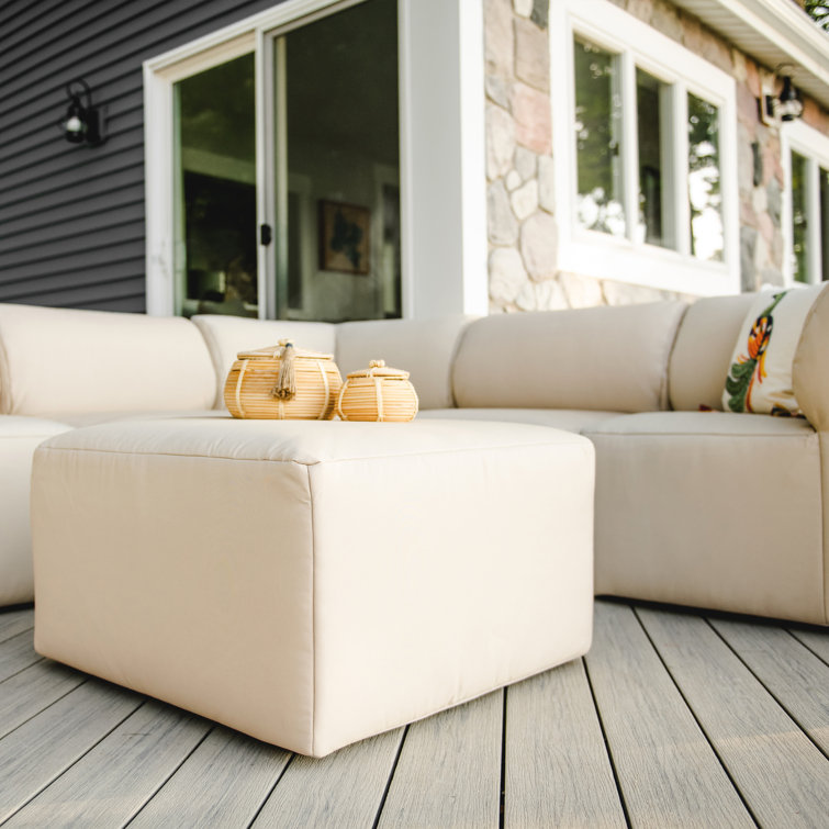 Terra Beige Outdoor Sectional with Wood Frame