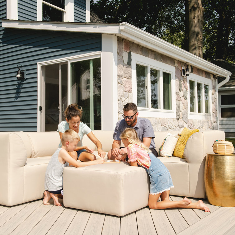 Terra Beige Outdoor Sectional with Wood Frame