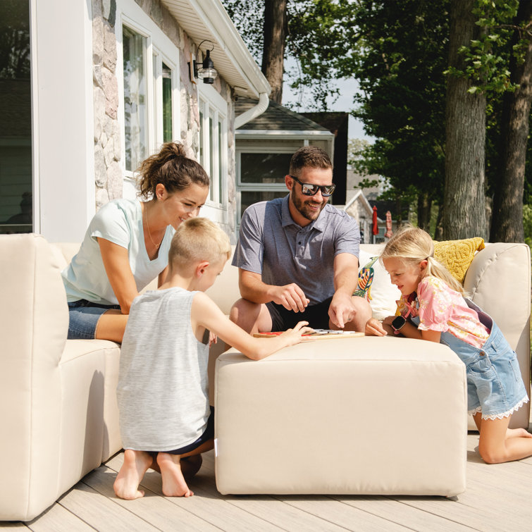 Terra Beige Outdoor Sectional with Wood Frame