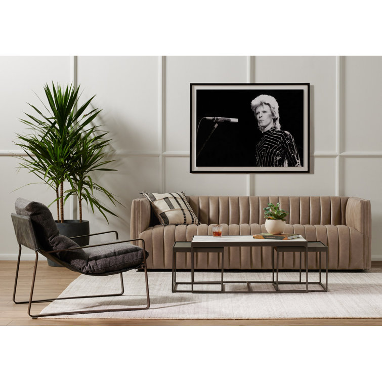 Palermo Drift Tufted Leather Sofa with Wood Frame