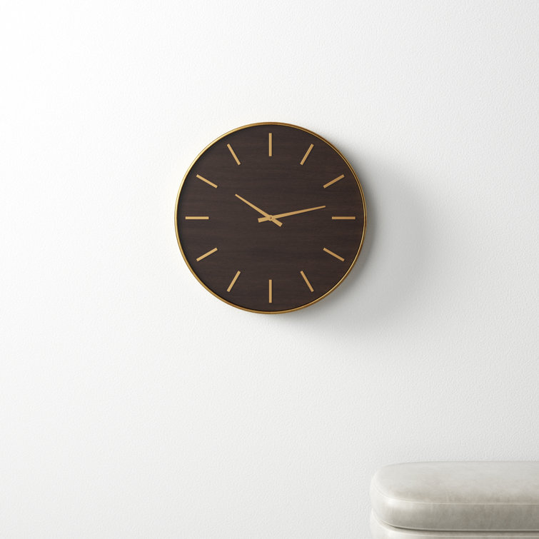 Mari 23.75'' Round Mahogany and Metal Wall Clock