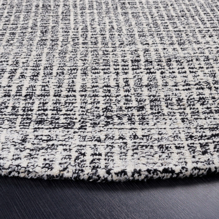 Hand-Tufted Black and White Wool Runner Rug