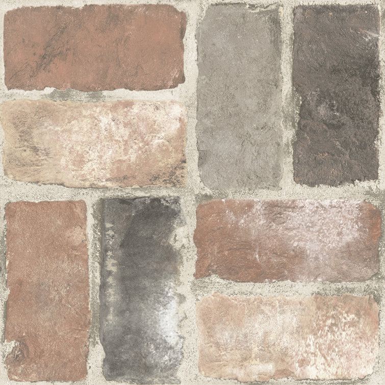 Harvard Brick Red and Gray Peel and Stick Vinyl Floor Tiles