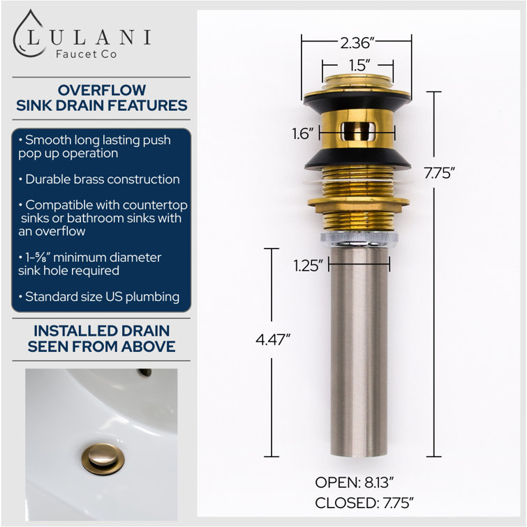 Brushed Gold Single-Handle Brass Bathroom Faucet with Drain Kit