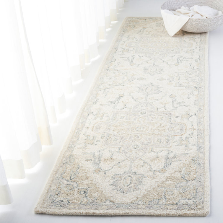 Percy Hand-Knotted Ivory & Beige Wool Runner Rug, 2'3" x 8'