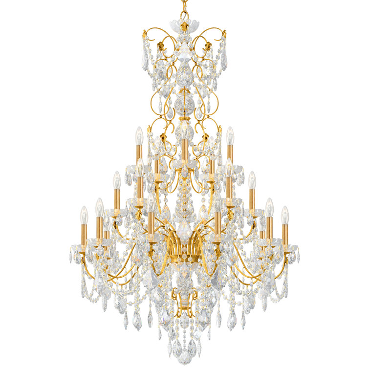 Heirloom Gold 20-Light Crystal Candle Chandelier with Clear Heritage Crystals