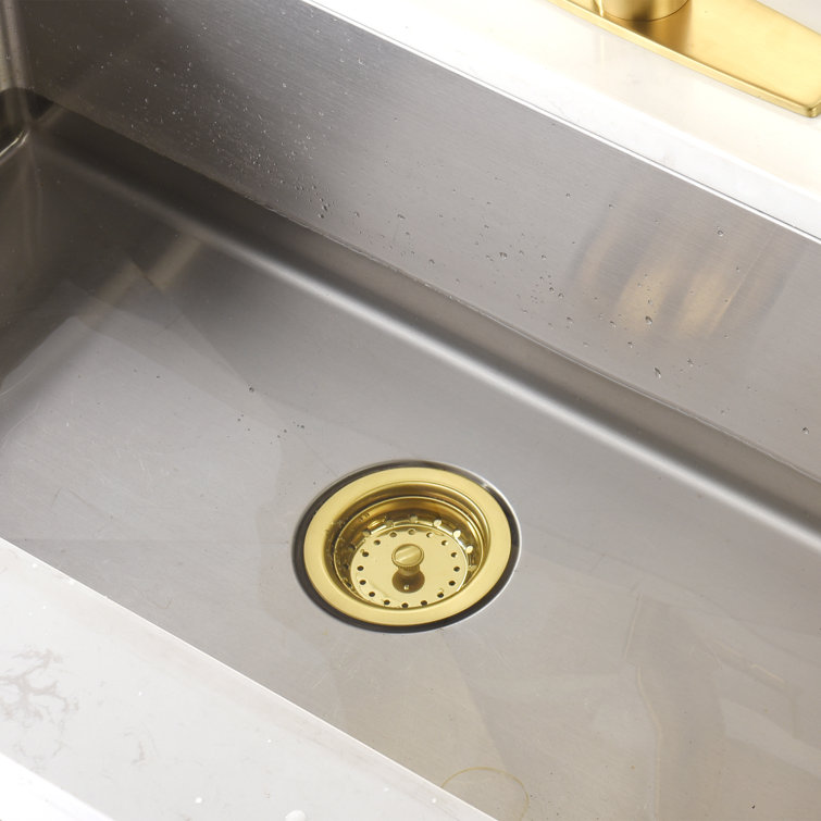 Brushed Gold Stainless Steel Drop-In Kitchen Sink Basket Strainer