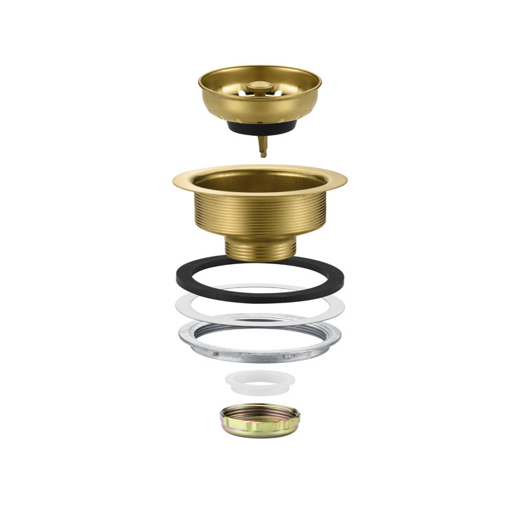 Brushed Gold Stainless Steel Drop-In Kitchen Sink Basket Strainer