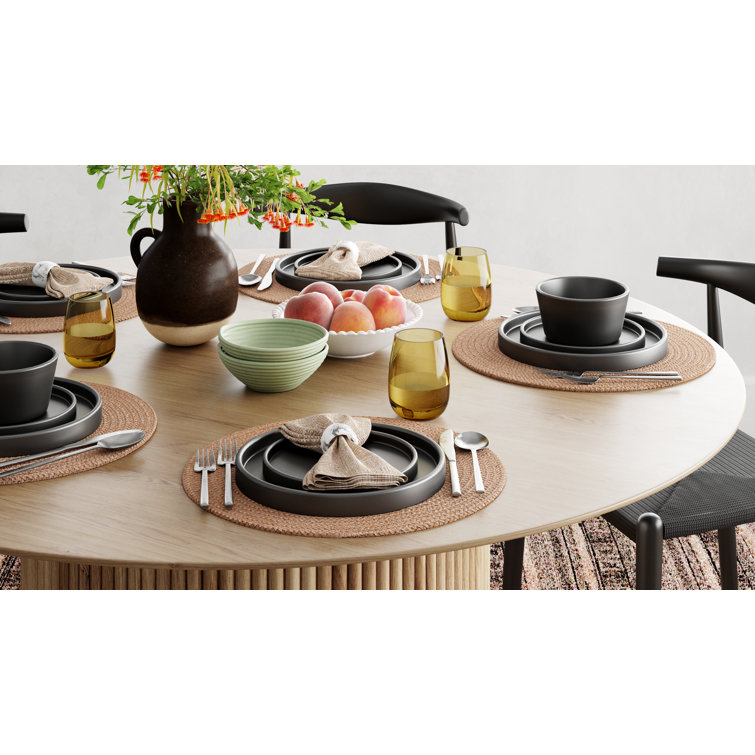 Matte Black Porcelain 16-Piece Outdoor Dinnerware Set