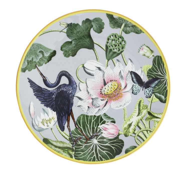 Gold-Banded Porcelain Coupe Plate for Desserts and Snacks