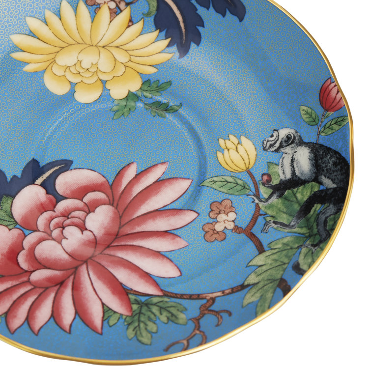Sapphire Garden Fine Bone China Teacup & Saucer with Floral Print