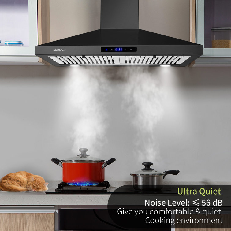 30'' Black Stainless Steel Convertible Wall Mounted Range Hood