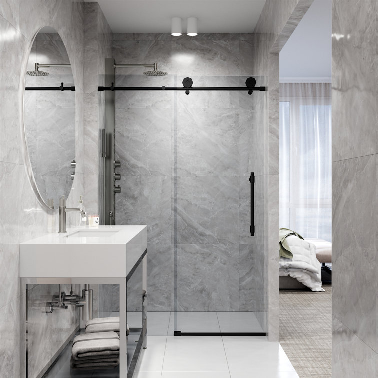 Elan Hart 72" Frameless Sliding Shower Door with Clear Glass