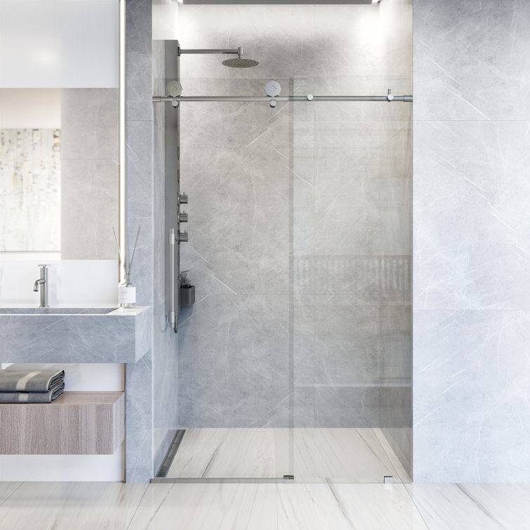 Elan Hart Frameless Sliding Shower Door with Clear Tempered Glass