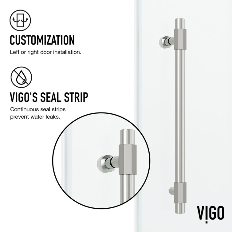 Elan Hart Frameless Sliding Shower Door with Clear Tempered Glass
