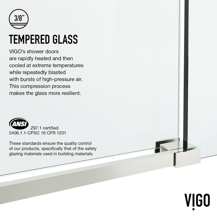 Elan Hart Frameless Sliding Shower Door with Clear Tempered Glass