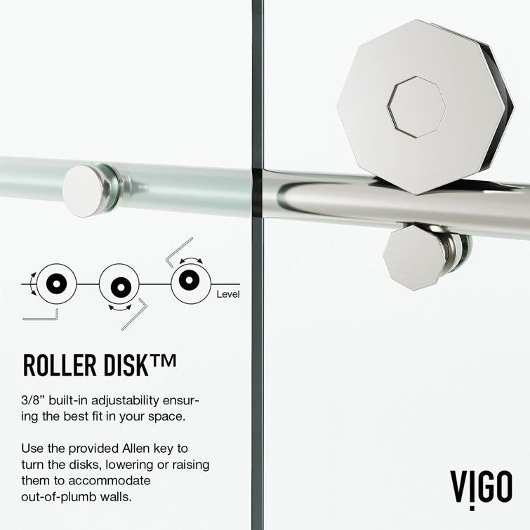 Elan Hart Frameless Sliding Shower Door with Clear Tempered Glass