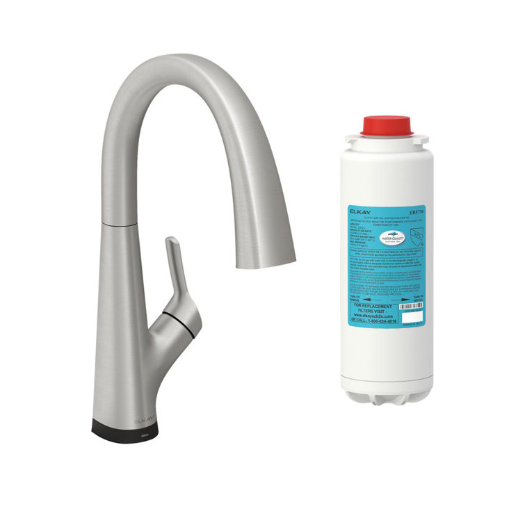 Lustrous Steel Single Handle Pull-Down Kitchen Faucet