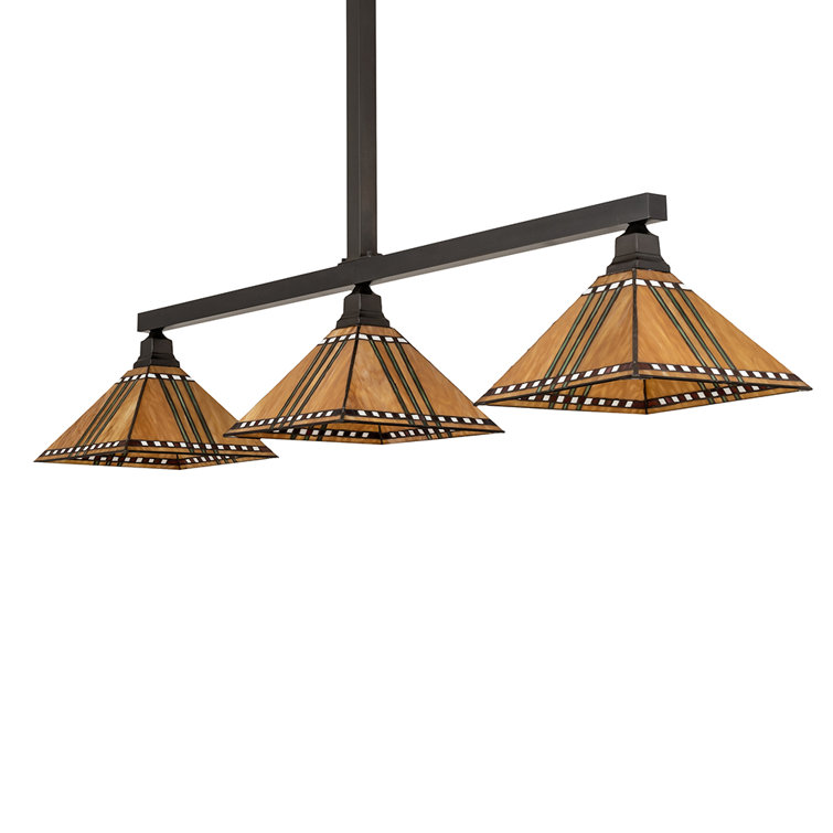 Craftsman Brown 3-Light Glass Island Pendant