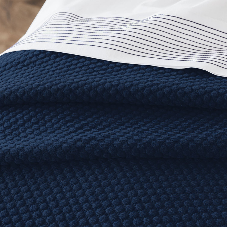Navy Blue Cotton Matelasse Queen Bedspread
