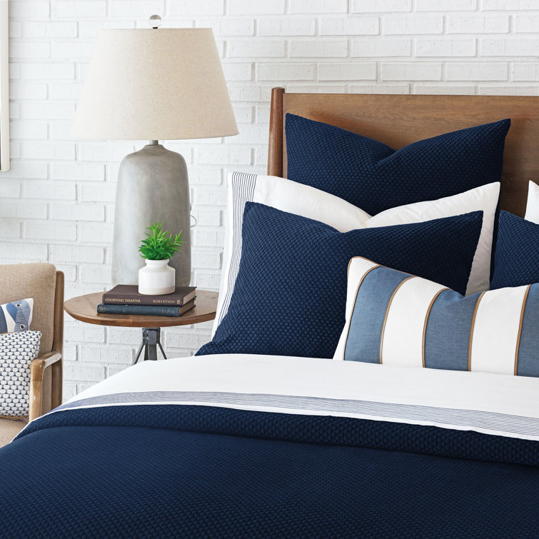 Navy Blue Cotton Matelasse Queen Bedspread