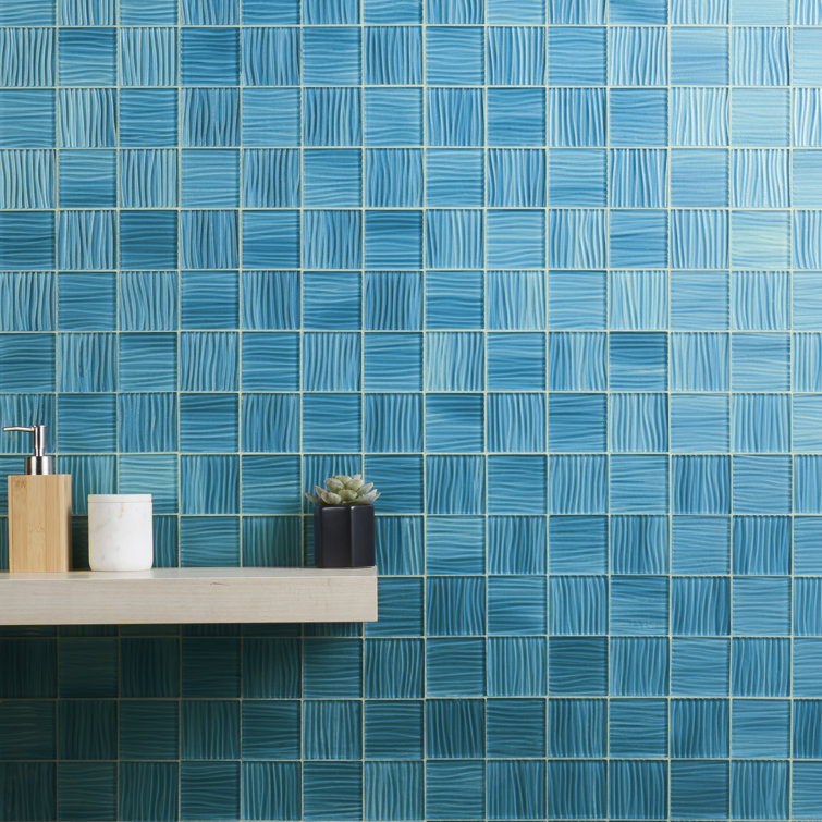 Mineralis Polished Blue Glass Mosaic Wall Tile