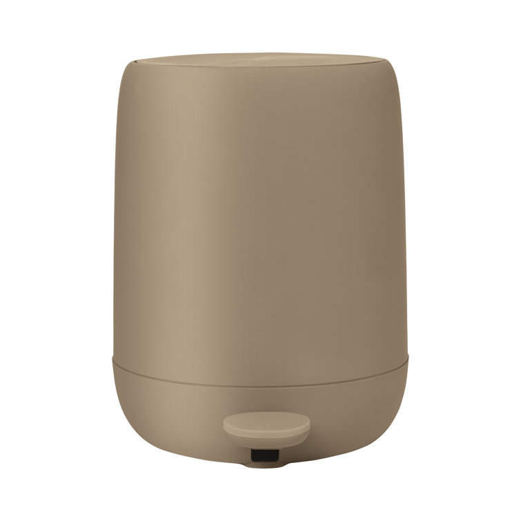Tan Fingerprint Resistant Plastic Pedal Trash Bin