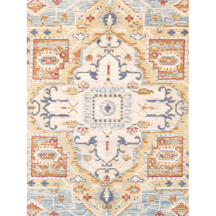 Heritage Light Blue and Ivory Rectangular Synthetic Area Rug