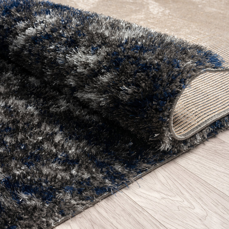 Abstract Black and Gray Shag 2' x 3' Area Rug