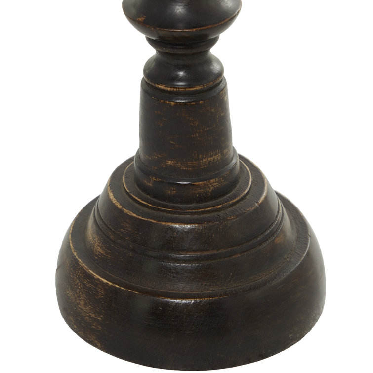 Elegant Espresso Wood Candle Holder Trio, 18" 15" 12"H