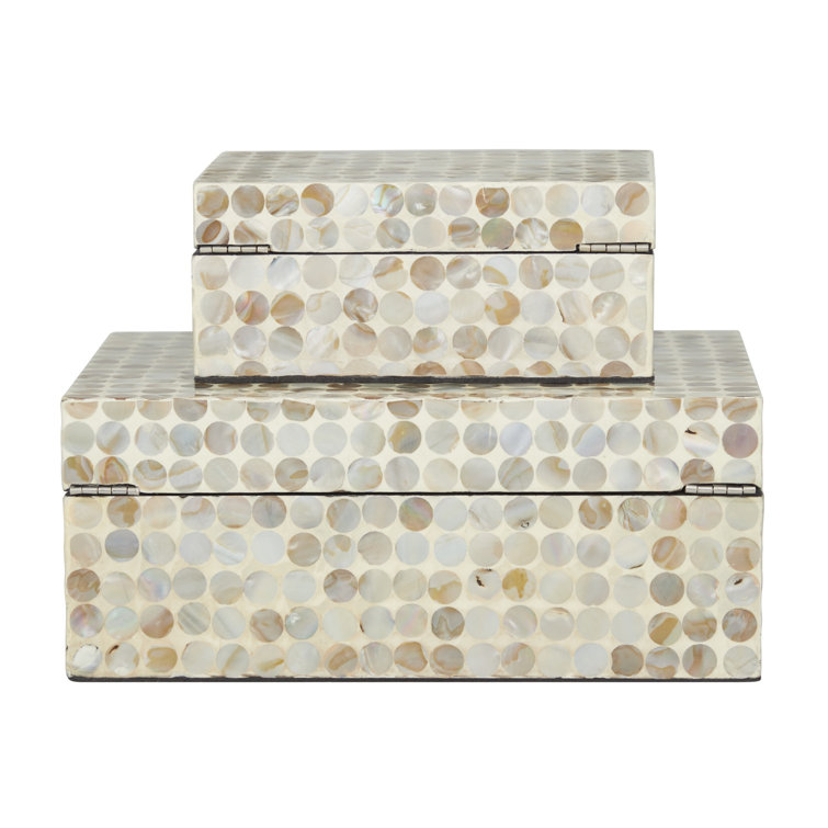 Juliette Brown and Gray Handmade Wood Lidded Box Set