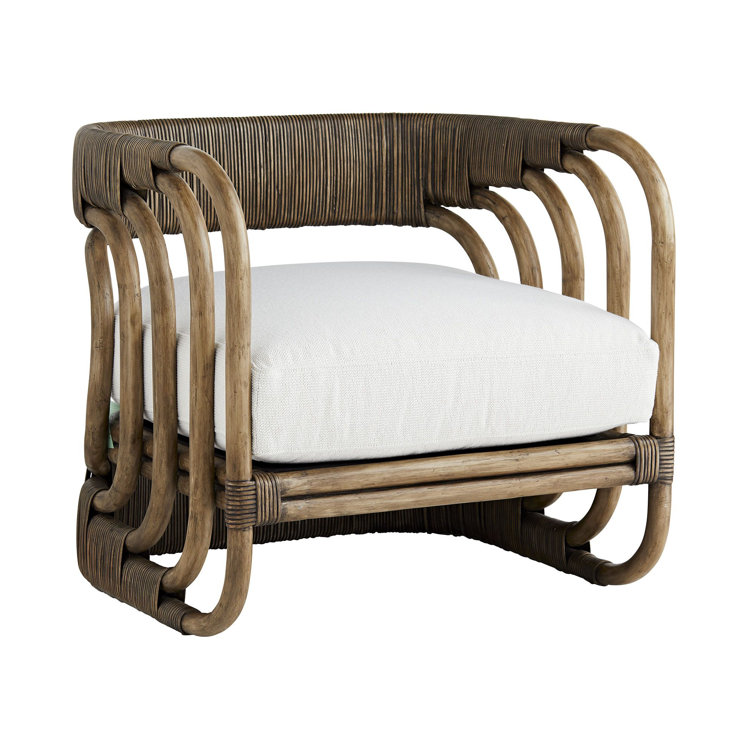 Gray Rattan Handcrafted Armchair with Plush Cushion