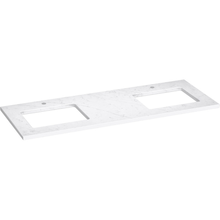 Gloss Black Double Wall-Mount Vanity with White Quartz Countertop