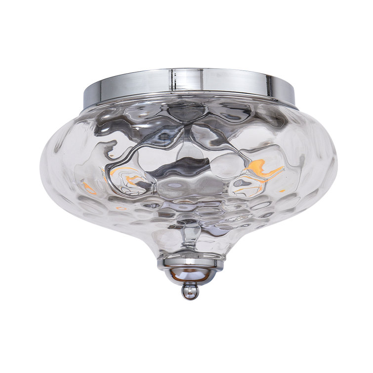 Chrome Water Pattern Glass Flush Mount Ceiling Light