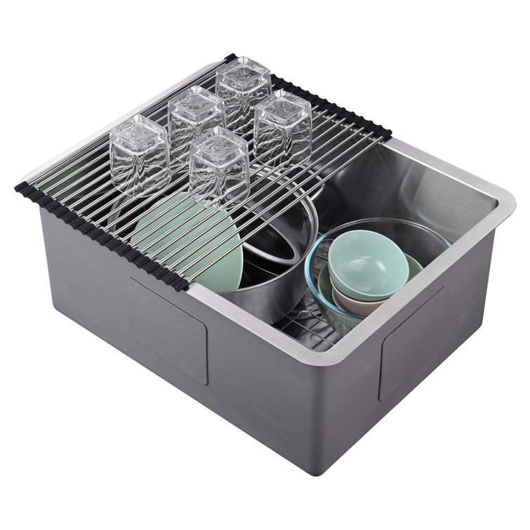 23'' Gray Stainless Steel Undermount Kitchen Sink with Accessories