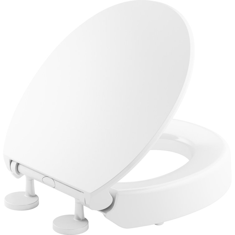 Hyten White Elevated Elongated Quiet-Close Toilet Seat
