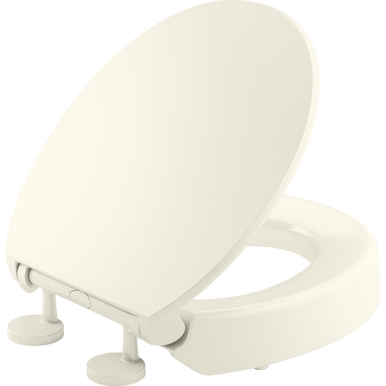 Biscuit Round Elevated Plastic Toilet Seat with Quiet-Close Lid