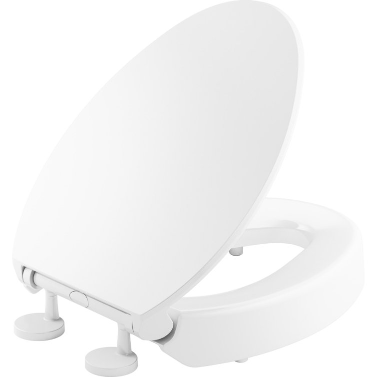 Hyten White Elevated Elongated Quiet-Close Toilet Seat