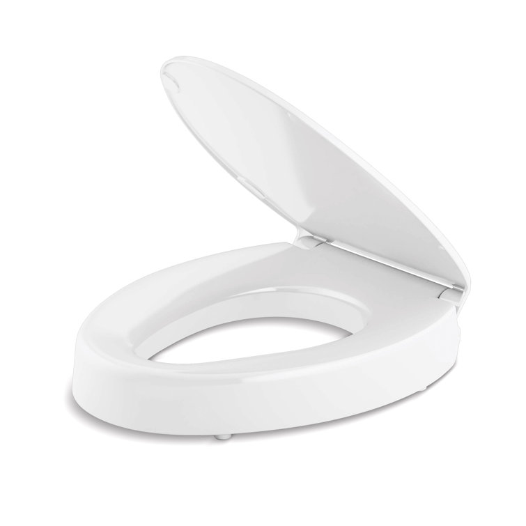 Hyten White Elevated Elongated Quiet-Close Toilet Seat