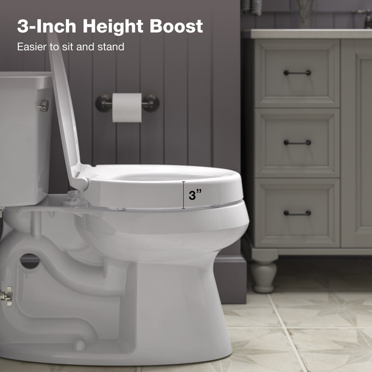 Hyten White Elevated Elongated Quiet-Close Toilet Seat