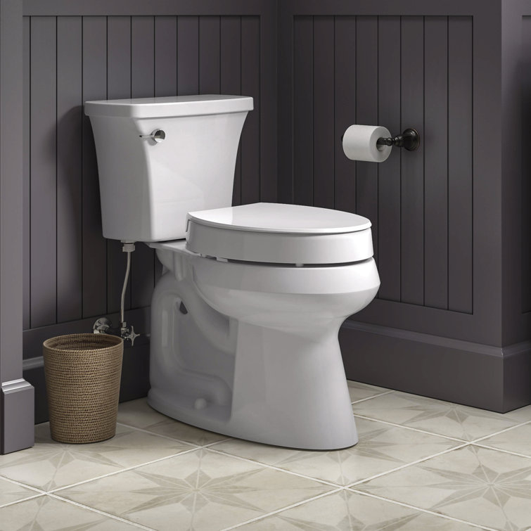 Hyten White Elevated Elongated Quiet-Close Toilet Seat