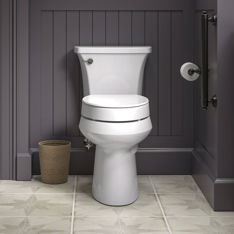 Hyten White Elevated Elongated Quiet-Close Toilet Seat